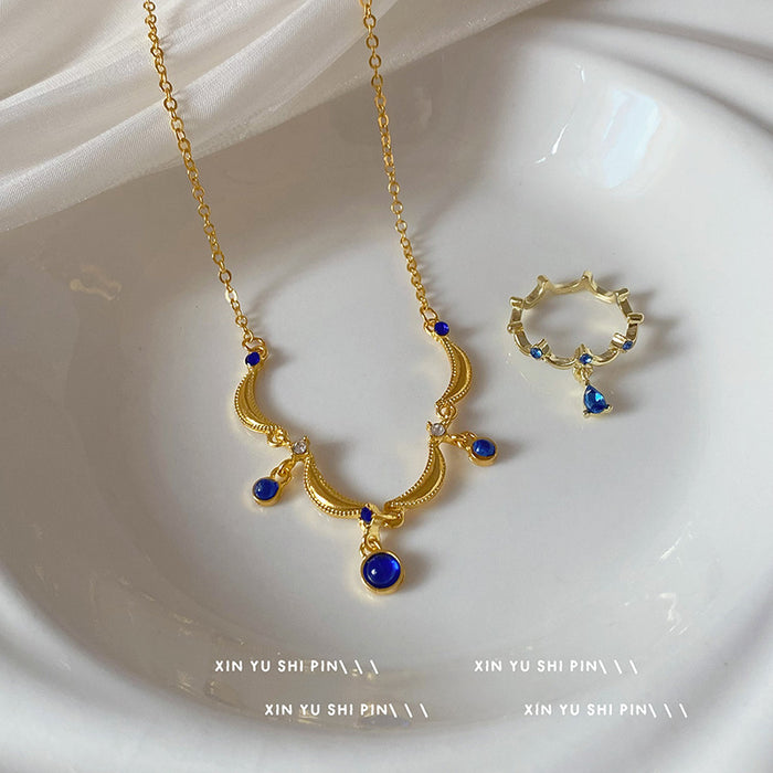 Wholesale Gold craftsmanship lace water droplet necklace, light luxury, niche design, high-end temperament, necklace ring