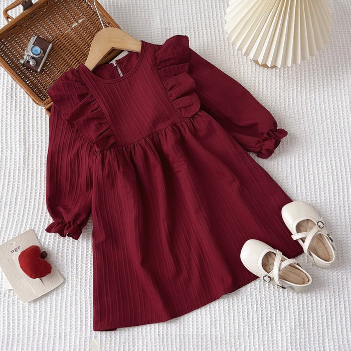 Wholesale Children's Skirt Ruffled Long Sleeve Princess Skirt JDC-CTS-DuoEr001