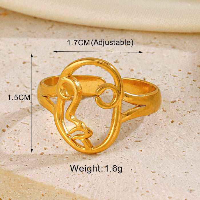 Wholesale Stainless Steel geometric leaves love Adjustable rings Gold Plated Rings