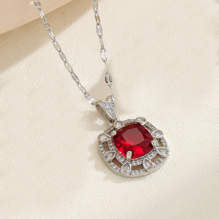 Wholesale accessories popular simple red square diamond zircon jewelry cross-border three-piece suit