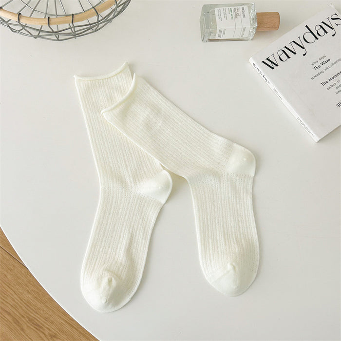 Wholesale Socks with hollow mesh and boneless stacking, rolled edge socks, mid tube socks