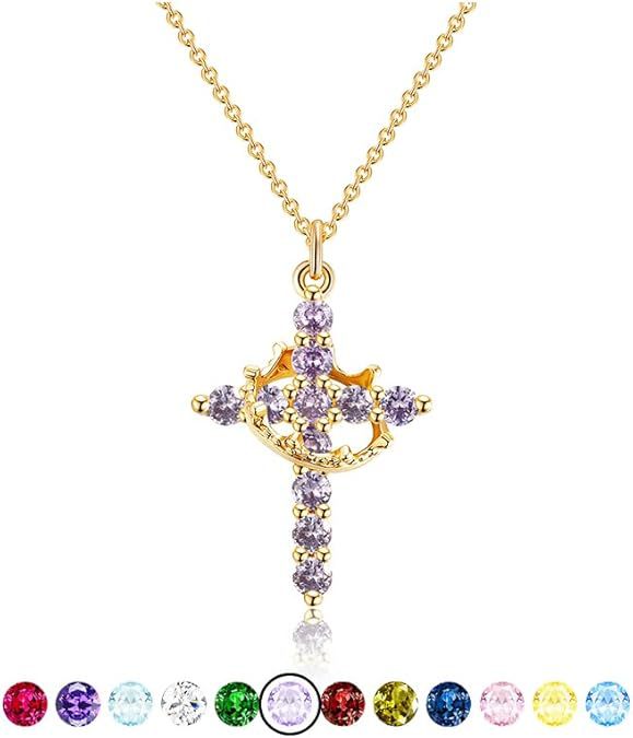 Wholesale Cross Crown Rotating Necklace Versatile Light Luxury High End Necklace Zircon Clavicle Chain