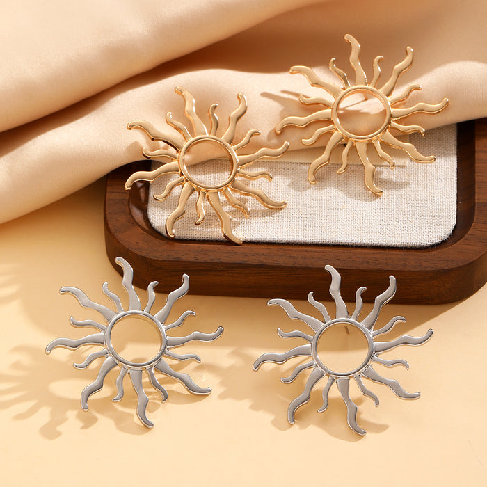 Wholesale Exaggerated Design High-End Sun Earrings Sunflower Earrings Women's Earrings
