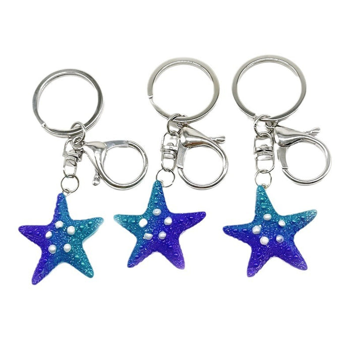Wholesale PVC Pearl Starfish Glitter Color Gradient Pendant Keychains JDC-KC-TYS005