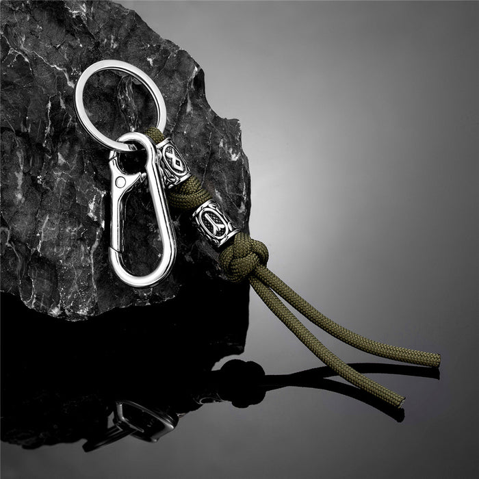 Wholesale Woven rope keychain, stainless steel keychain, bag hanging rope