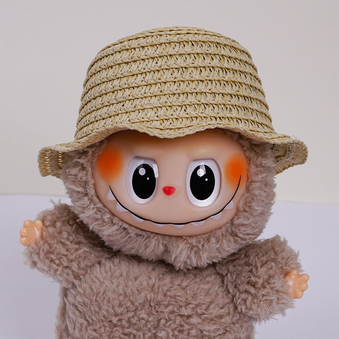 Wholesale  mini hollow top woven straw hat dome wave pull cloth leaking ear hat dress-up baby clothes accessories