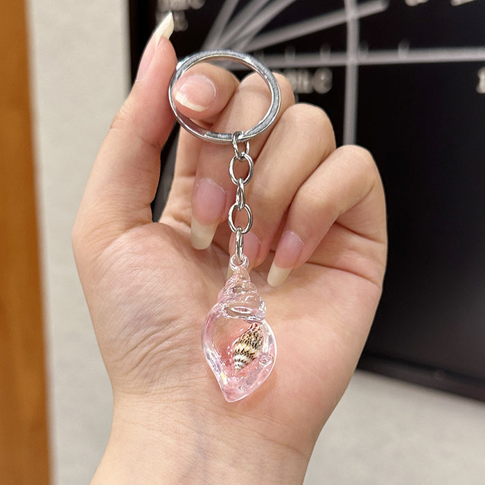 Wholesale Acrylic transparent simulation dreamy night light conch DIY couple keychain earrings bag pendant wholesale