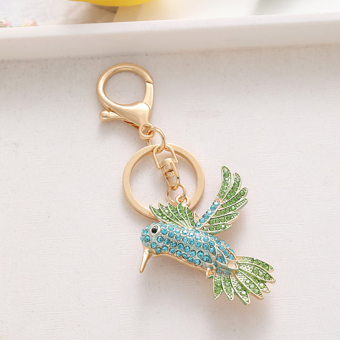 Wholesale jewelry fashion creative Diamond flying hummingbird keychain gift