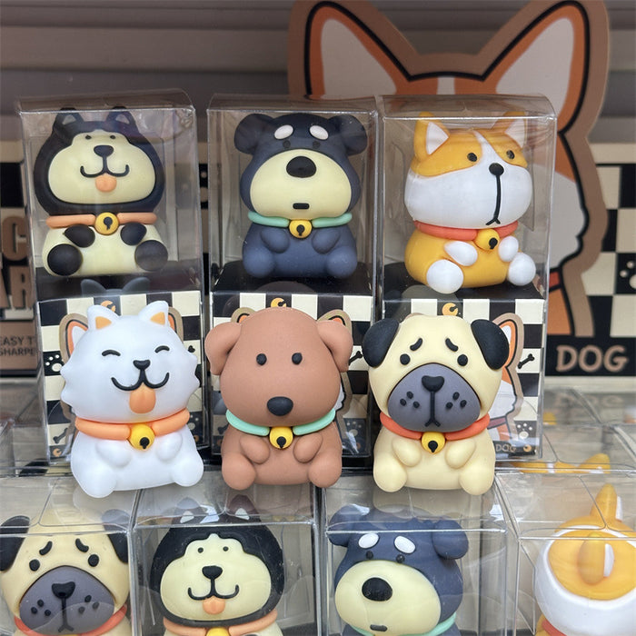 Wholesale Cute pet animal silicone puppy small Shiba Inu pen shaved sand skin dog turning pen knife Husky ornament rolling pen knife