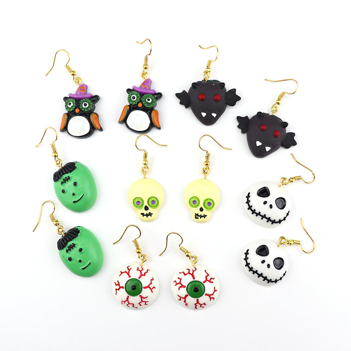 Wholesale Halloween Bat Ghost Earrings JDC-NS-NiQing005
