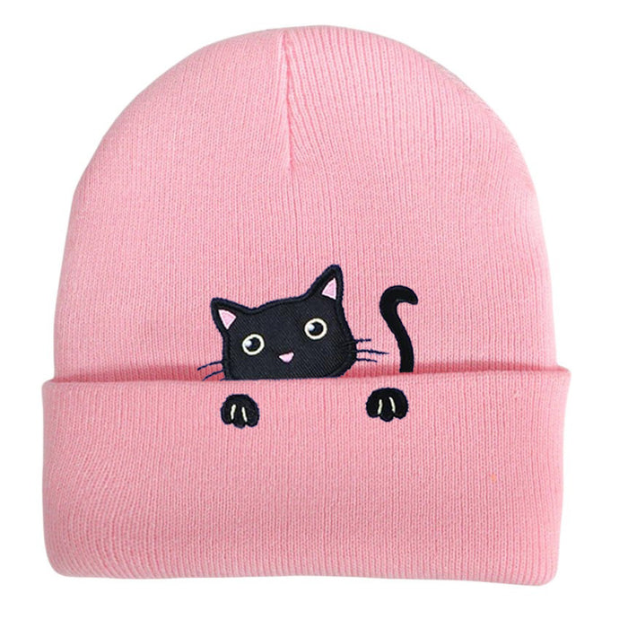 Wholesale Acrylic Cat Embroidery Knitted Beanie JDC-FH-Shengn008