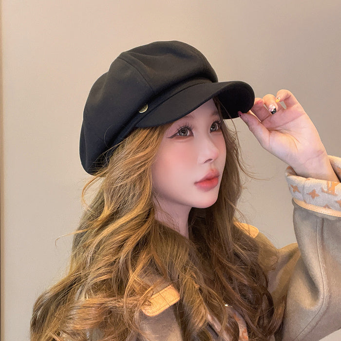 Wholesale Hat Women's Retro Octagonal Hat Versatile Beret Literary Newspaper Children's Hat