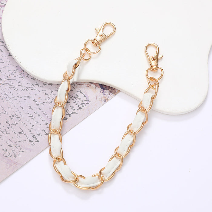 Wholesale Pearl Handheld Chain DIY Mobile Phone Case Accessories Metal Chain Keychains JDC-KC-GL003