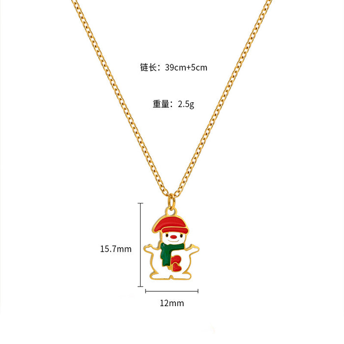 Wholesale Christmas Cartoon Oil Dripping Creative Design Necklace