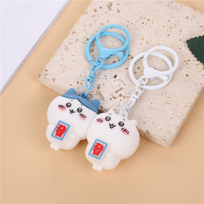 Wholesale Creative cartoon couple key chain shaking sound with small eight couples friends magnetic key chain bag