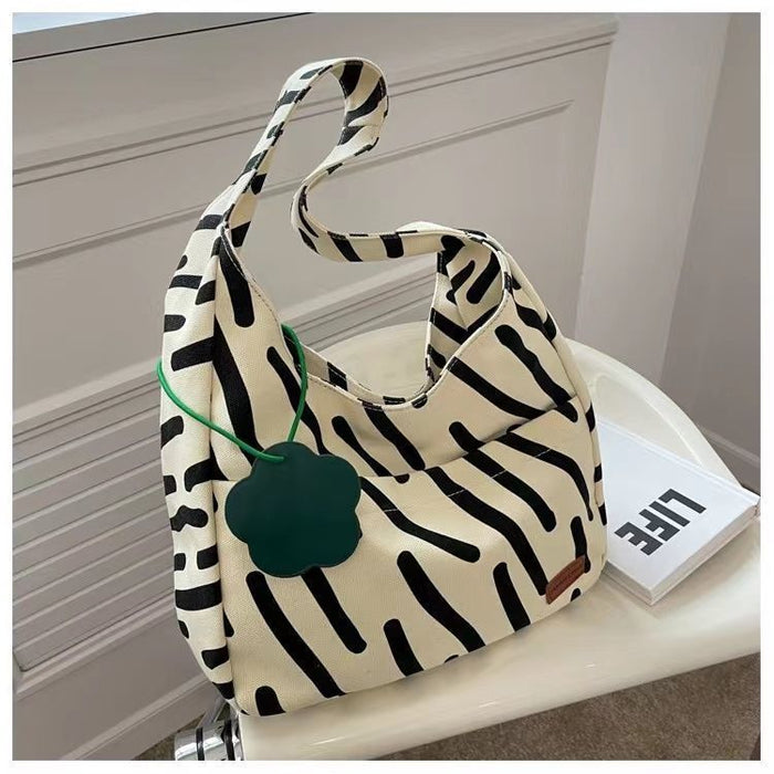 Wholesale Versatile Zebra Pattern Tutorial Bag Handbag Tote Bag Single Shoulder Canvas Bag