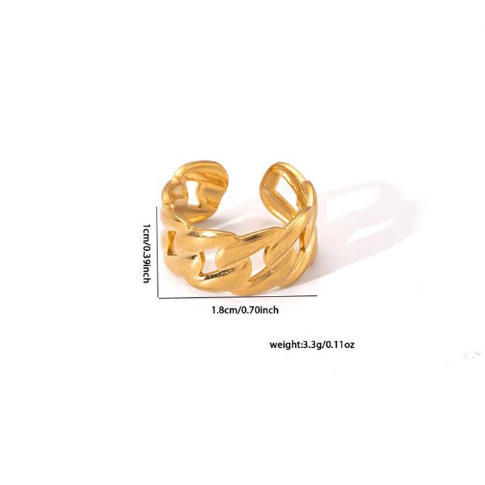Wholesale Personalized hip-hop irregular Fried Dough Twists gold plated ring popular stainless steel geometric ring