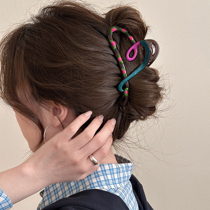 Wholesale Design Sense Contrast Color Love Grab Clip Women's Head Large Hair Clip Shark Clip Hair Large Volume Headwear Sweet Hair Accessories