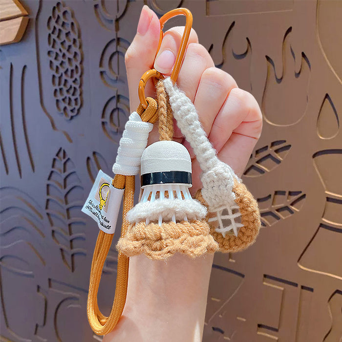 Wholesale Hand-woven badminton pendant wool bag pendant finished woven badminton keychain