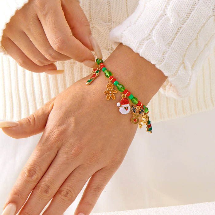 Wholesale Beaded bracelet Christmas festive elk  crutches snowflake gloves Christmas bracelet
