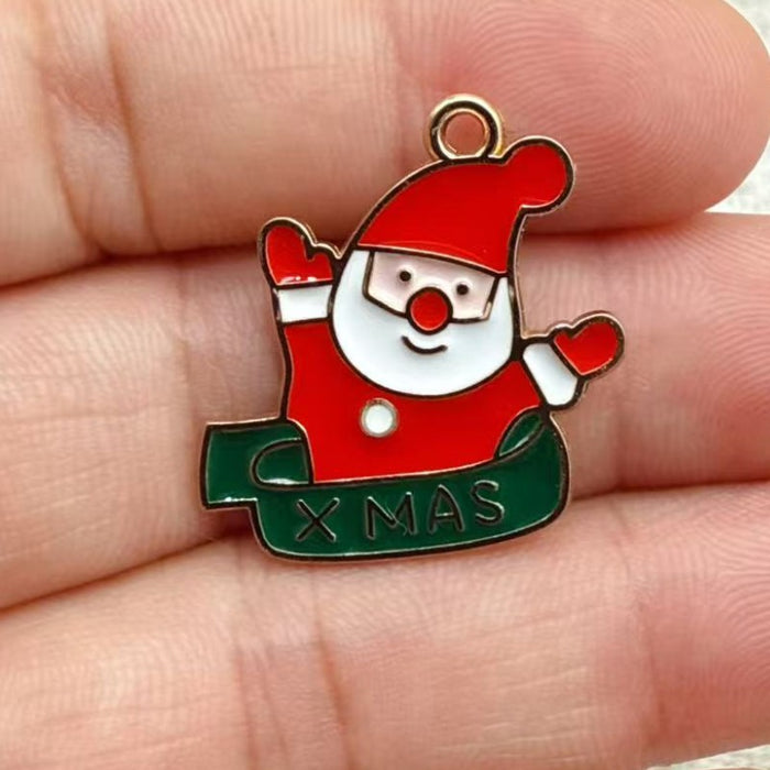 Wholesale 10pcs New oil-drip Christmas-themed alloy accessories  cartoon snowman  reindeer,   DIY pendant accessories