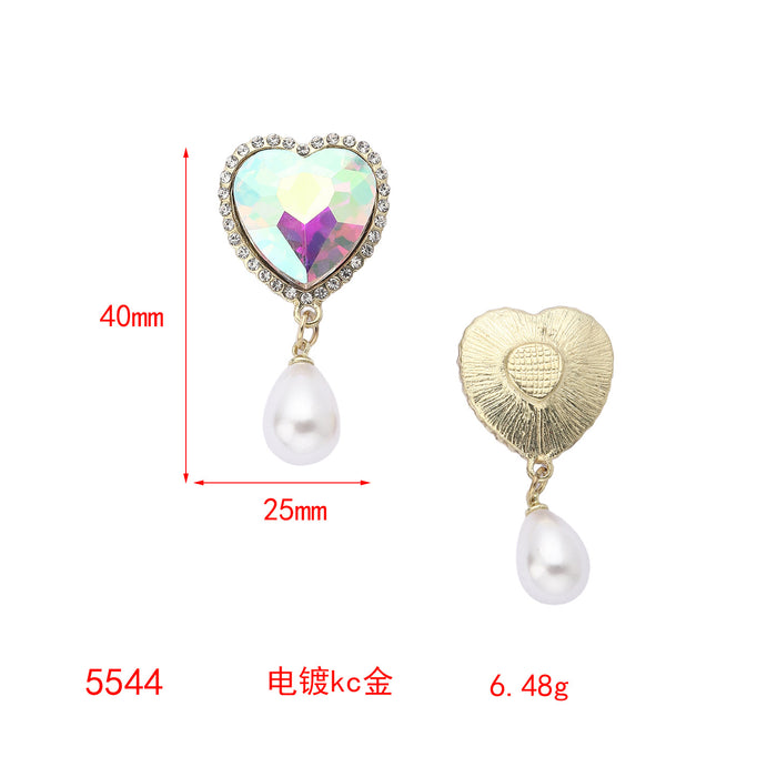 Wholesale Advanced pearl DIY accessories with diamond inlay, light luxury temperament, love crystal tassel alloy accessories, jewelry