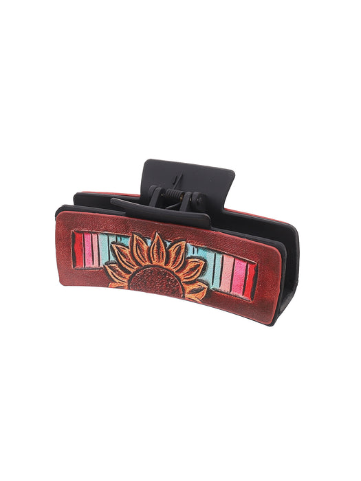 Wholesale Cross-border Western Wind Denim Wind Sunflower Leather Hairpin Women' s Shark Clip Grab Clip Amazon AliExpress