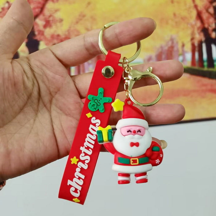 Wholesale Silicone Christmas Keychain Cute Cartoon Pendant