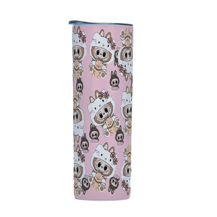 Wholesale Straight cup printed stainless steel thermos cup double-layer straight straw cup