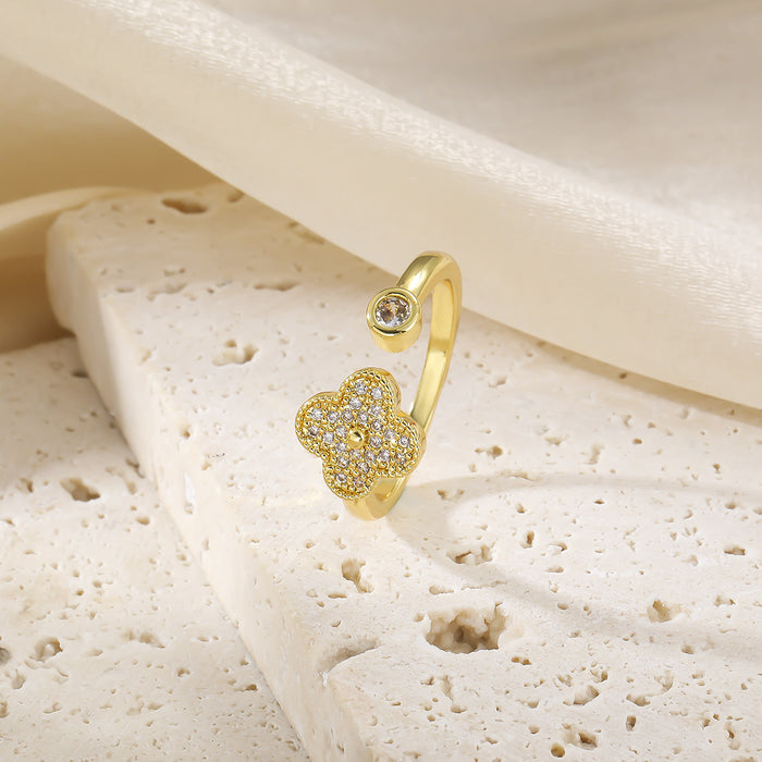 Wholesale A niche high-end light luxury ring with a retro opening and adjustable ring design