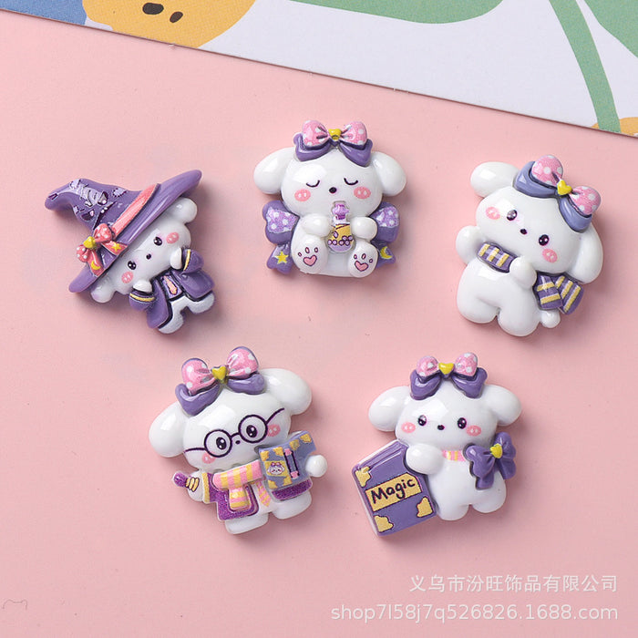 Wholesale Cartoon Glossy Magician Puppy Resin Accessories Jewelry Hairpin Mobile Phone Case Water Cup Head Jewelry