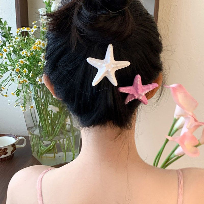 Wholesale Island Vacation ~ Blue Stereo Starfish Hairpin Female Sweet Cool Seaside Vacation Duckbill Clip Side Bangs Hair Accessories