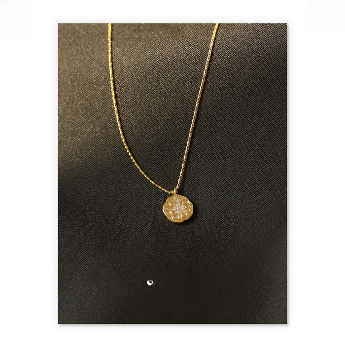 Wholesale Button pendant necklace, gold-plated collarbone chain