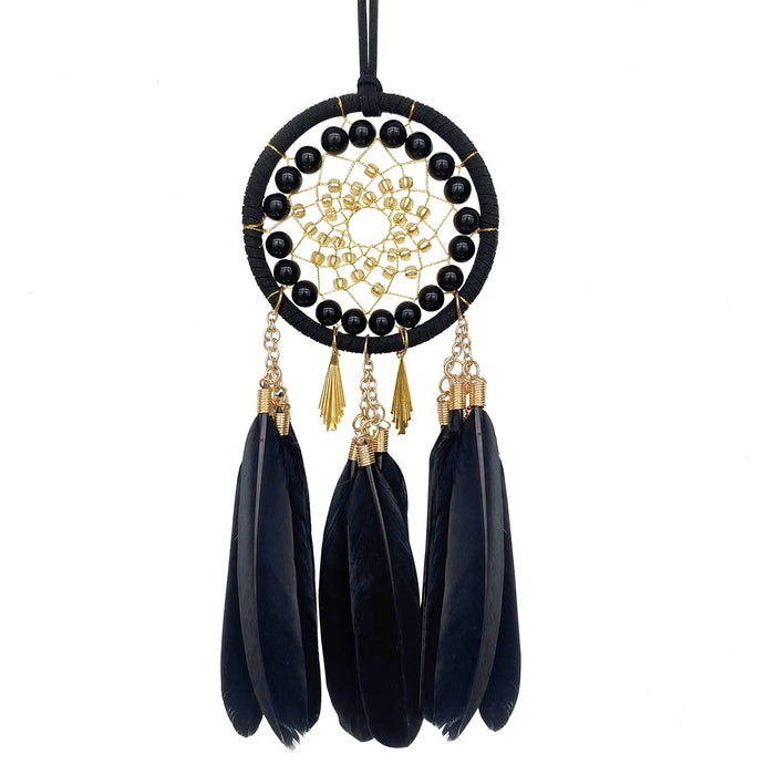 Wholesale Black Gold Feather Dream Catcher Car Hanging Charm Decorative MOQ≥2