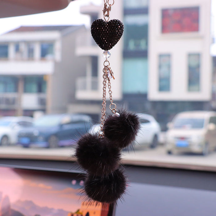 Wholesale Pink Plush Fur Ball Car Pendant Heart Design Car Interior Decoration