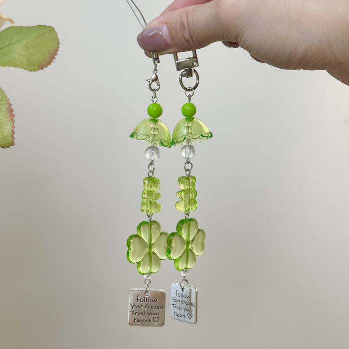Wholesale Lucky Grass Phone Chain Beaded Wind Bell Hanging Keychain Joker Bag Pendant