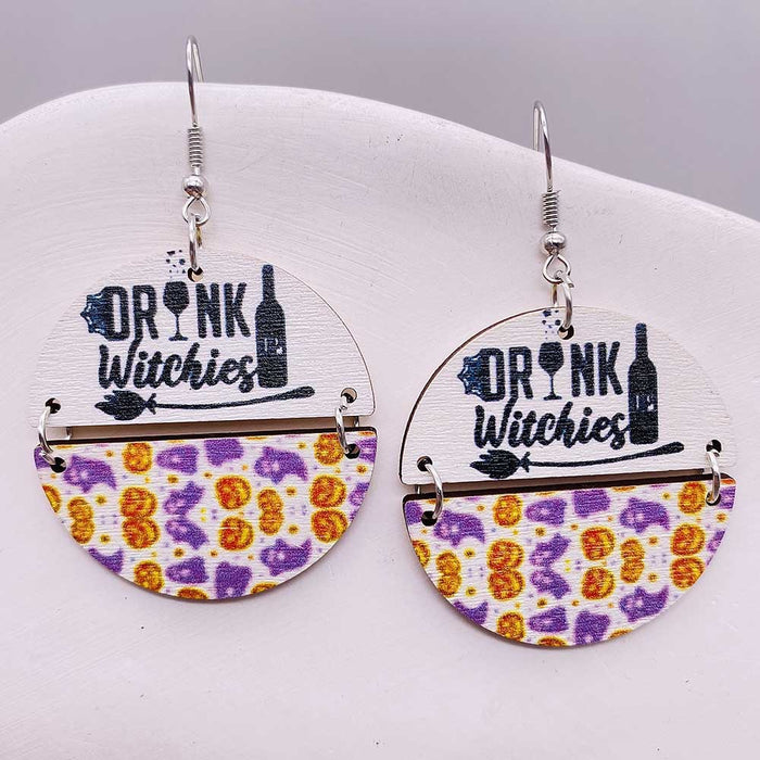 Wholesale  earrings,  double piece wooden pumpkin holiday accessories