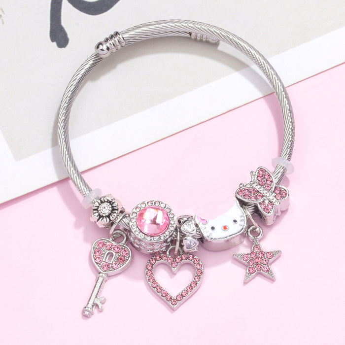 Wholesale Cartoon 3D Cat Beaded Bracelet