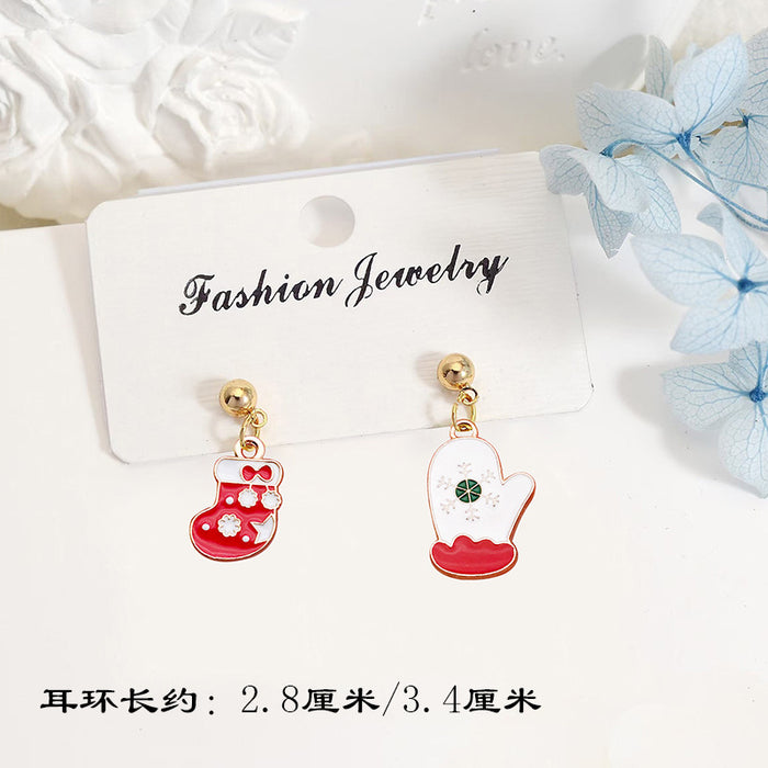 Wholesale S925 Silver Post Christmas Earrings Santa Deer Snowflake Studs for Women Party Gift Fashion Accessory