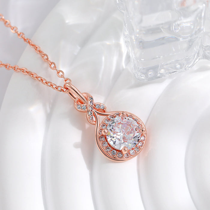 Wholesale Original Design: Light Luxury Waterdrop Set with Diamonds, Simple Circular Symmetrical Entangled Symbol Necklace