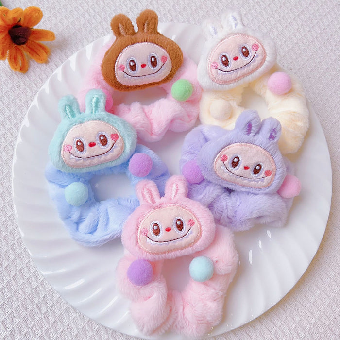 Wholesale 5 pcs Cute Cartoon Colorful Pom-Pom Hair Scrunchies for Girls