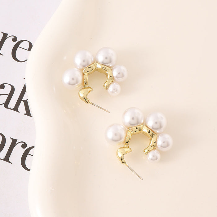 Wholesale Fashionable pearl earrings, simple earrings, silver needle earrings, exquisite temperament, versatile earrings