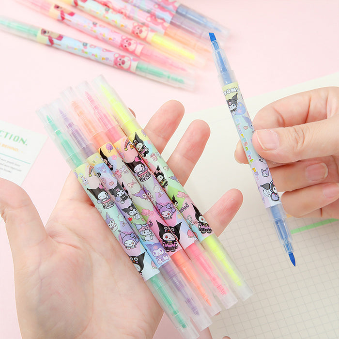 Wholesale 6pcs/ set Cartoon Dual-Tip Highlighter set