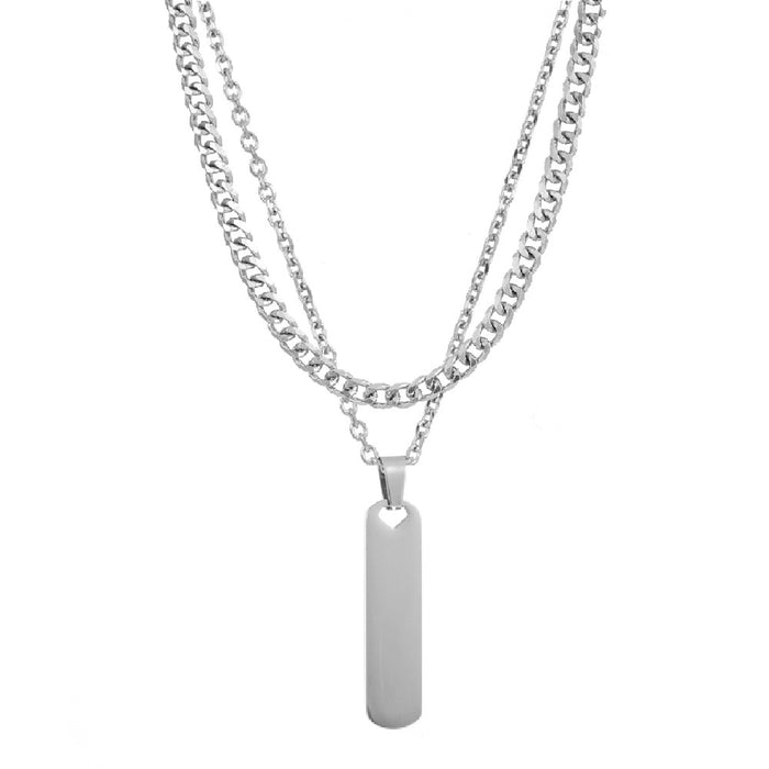 Wholesale Fashionable, personalized, versatile, trendy stainless steel double-layer Cuban chain necklace pendant accessory