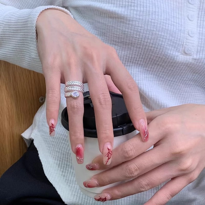 Wholesale Zircon wrapped ring with temperament, personality, wheat ear design, adjustable opening