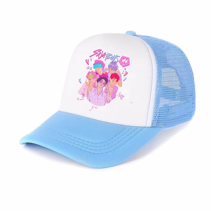 Wholesale KPOP Adjustable Casual Cartoon Print Mesh Baseball Cap
