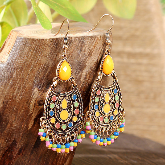 Wholesale Bohemian Tassel Geometric Drop Earrings Electroplated Zinc Alloy Jewelry Accessory MOQ≥2