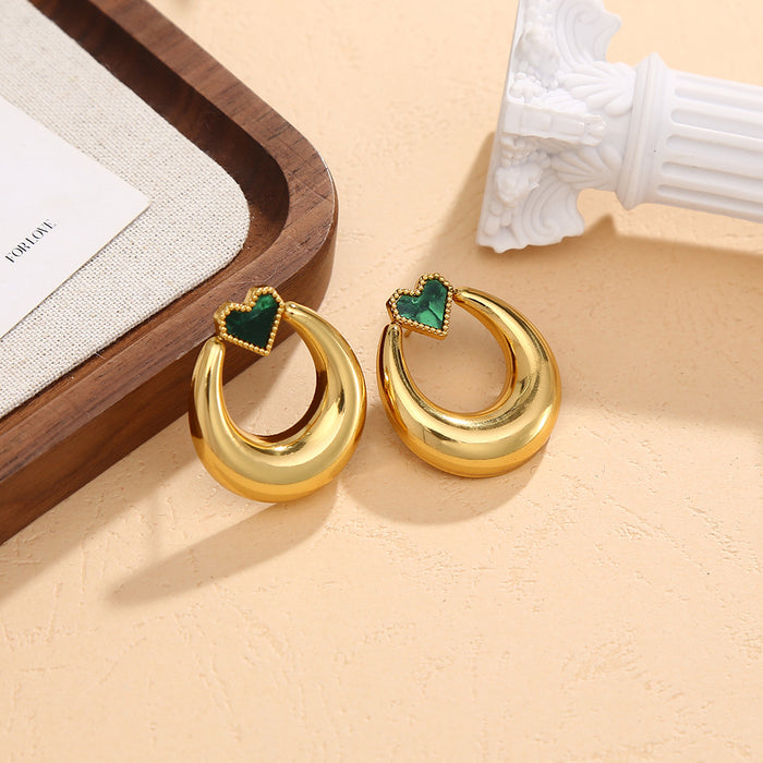 Wholesale Love Earrings Simple and Fashionable Gold Titanium Steel Earrings Trendy and Versatile Love Circle Earrings
