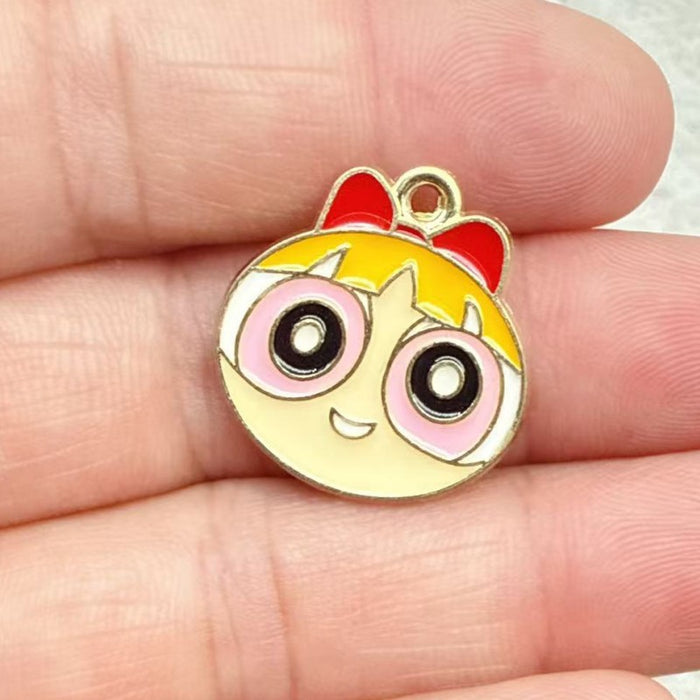 Wholesale 10pcs DIY Cartoon Cute Girl Alloy Resin Jewelry Pendant Necklace Earrings