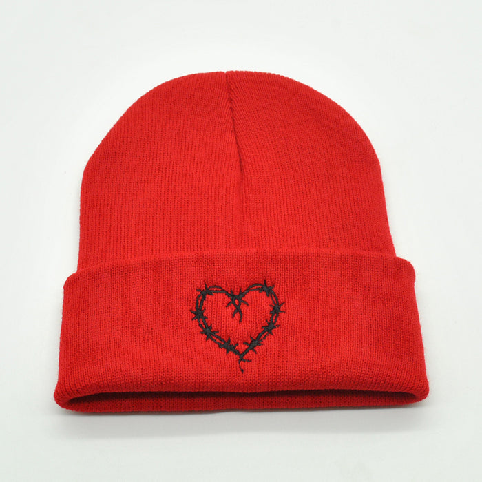 Wholesale Autumn and Winter Acrylic Love Embroidery Knitted Beanie JDC-FH-PeiN014